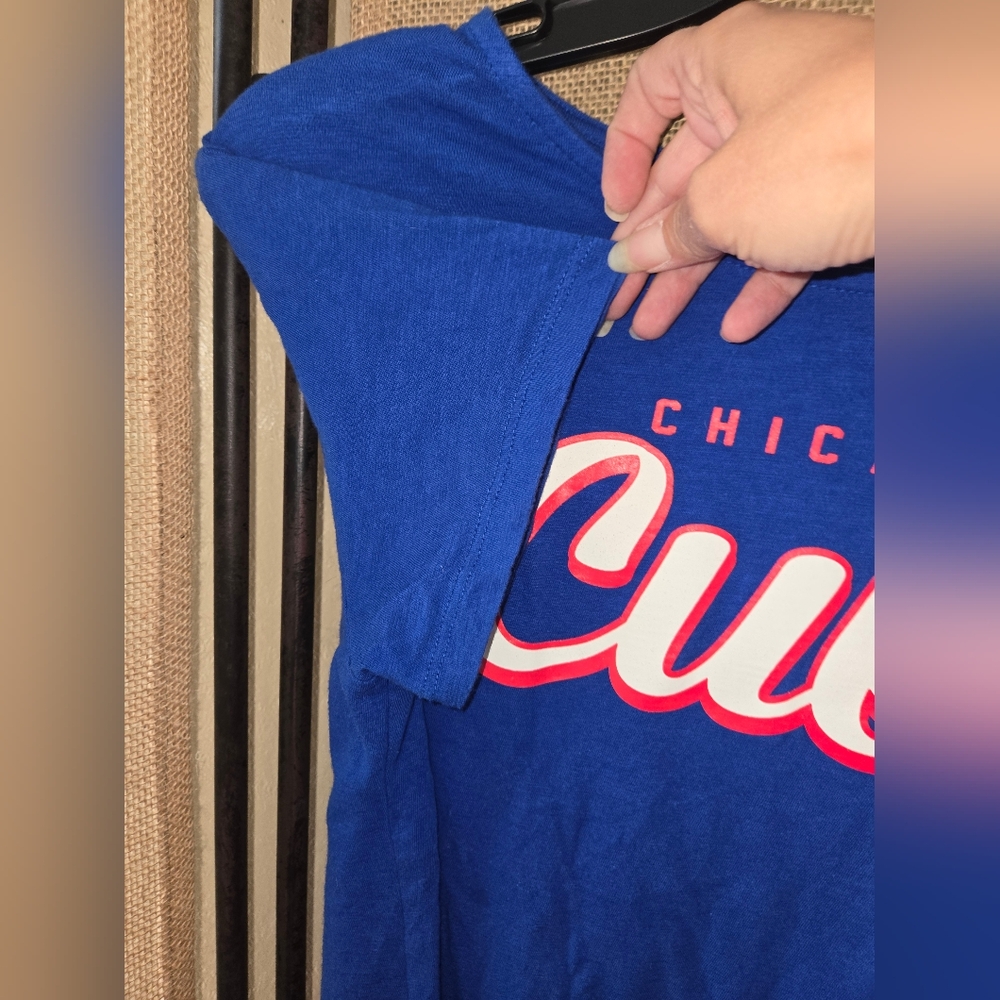 Women's 5th And Ocean Genuine Merchandise Chicago Cubs Blue Tie Tee L - Picture 5 of 14
